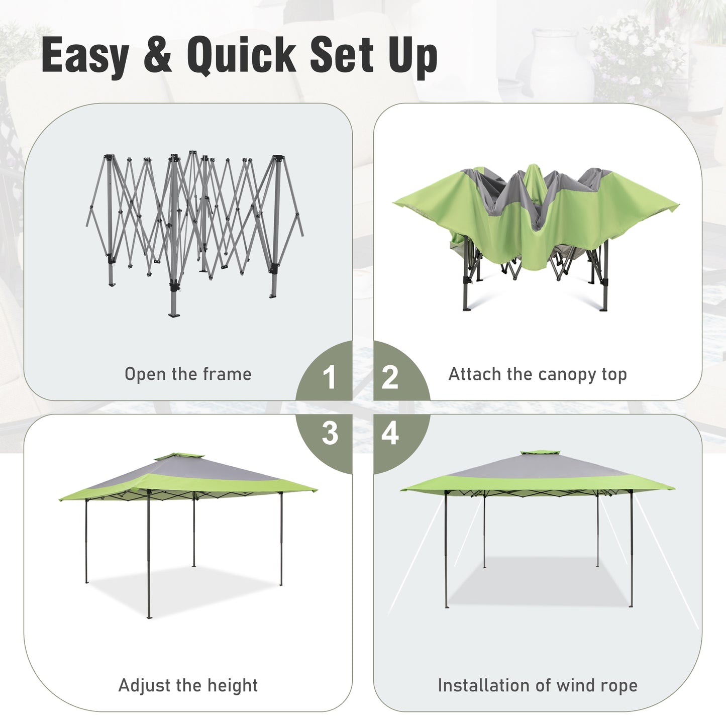 Captiva Designs 13’ x 13’ Pop-Up Canopy Tent - Instant Folding Shelter for Large Outdoor Sun Protection
