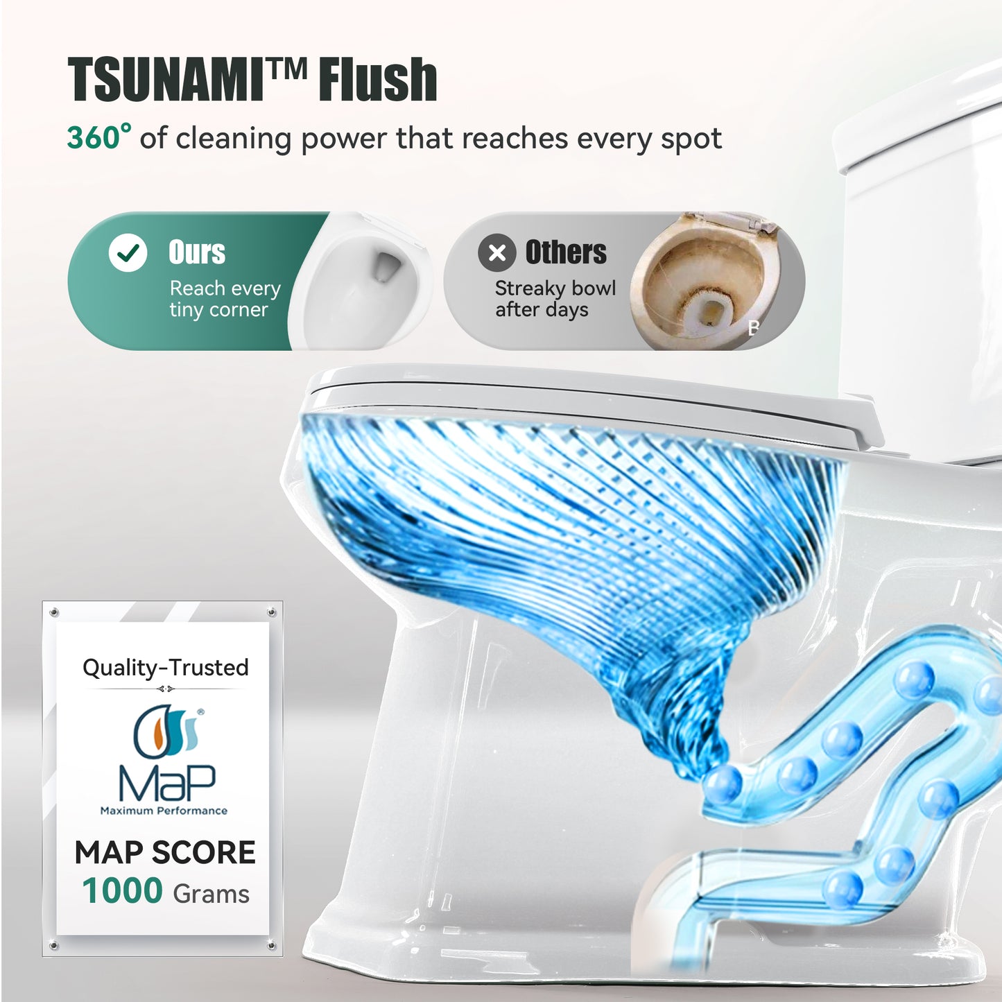 Captiva Designs Elongated Toilet with Comfortable ADA Height & Powerful Flush & Wider Trapway