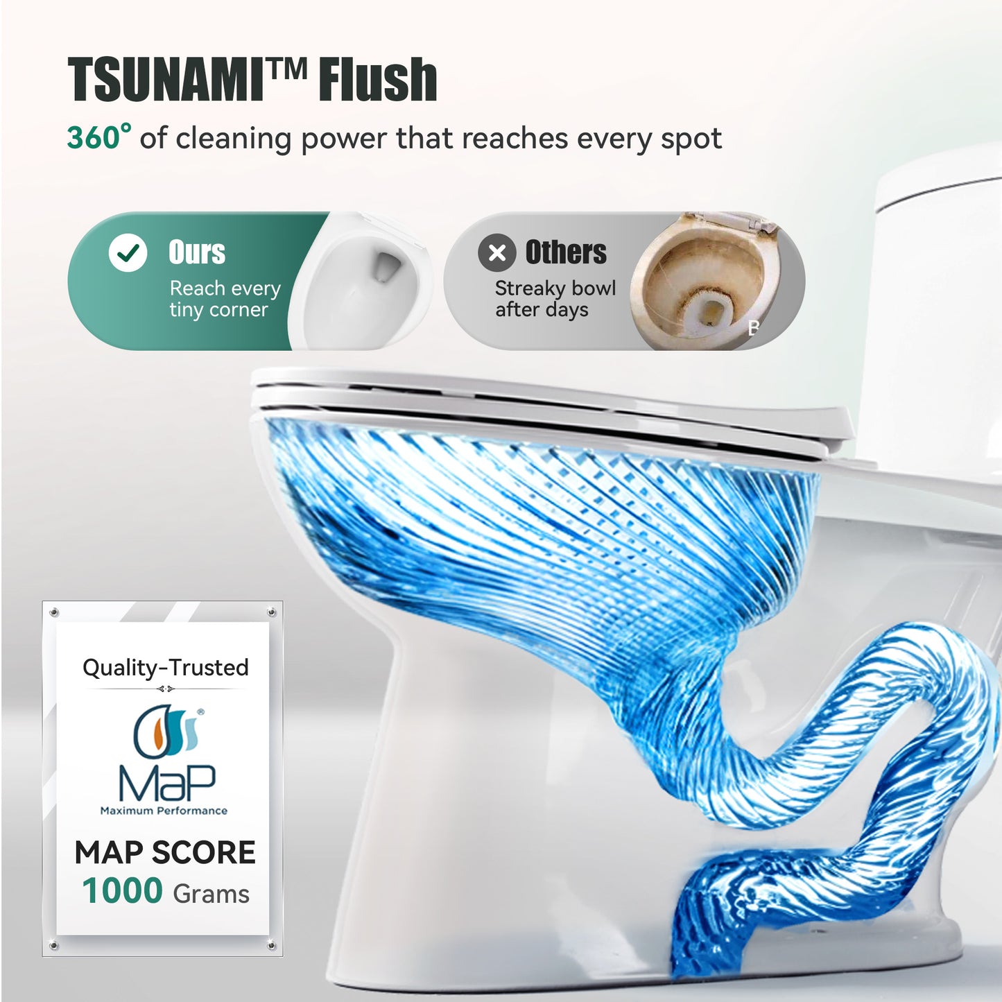 Captiva Designs Elongated Toilet with Comfortable ADA Height & Powerful Flush & Wider Trapway