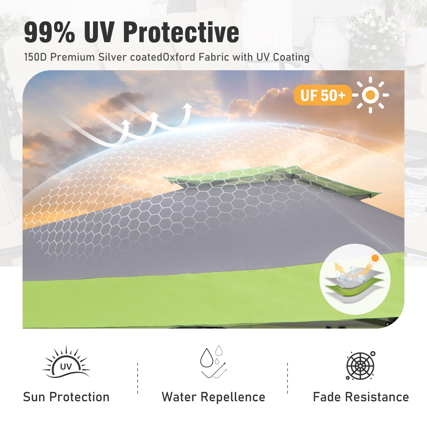 Captiva Designs 13’ x 13’ Pop-Up Canopy Tent - Instant Folding Shelter for Large Outdoor Sun Protection