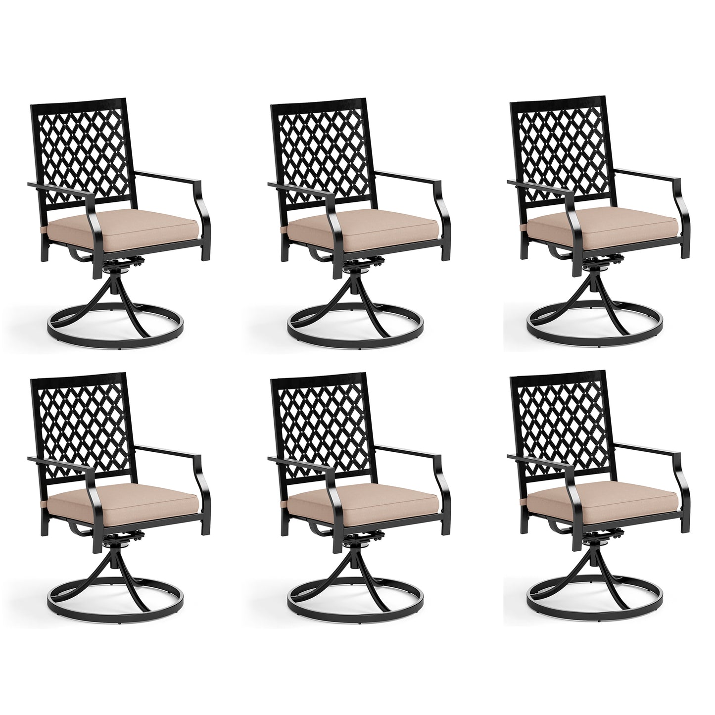 Captiva Designs Outdoor Patio Dining Swivel Steel Chairs with Thick Cushions