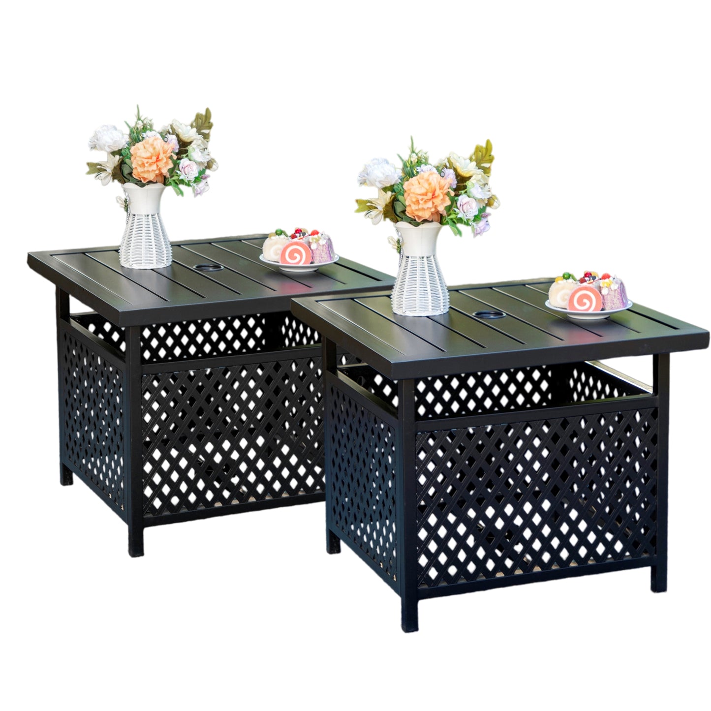 Captiva Designs Outdoor Patio Dining Table with Powder-coated Steel Frame