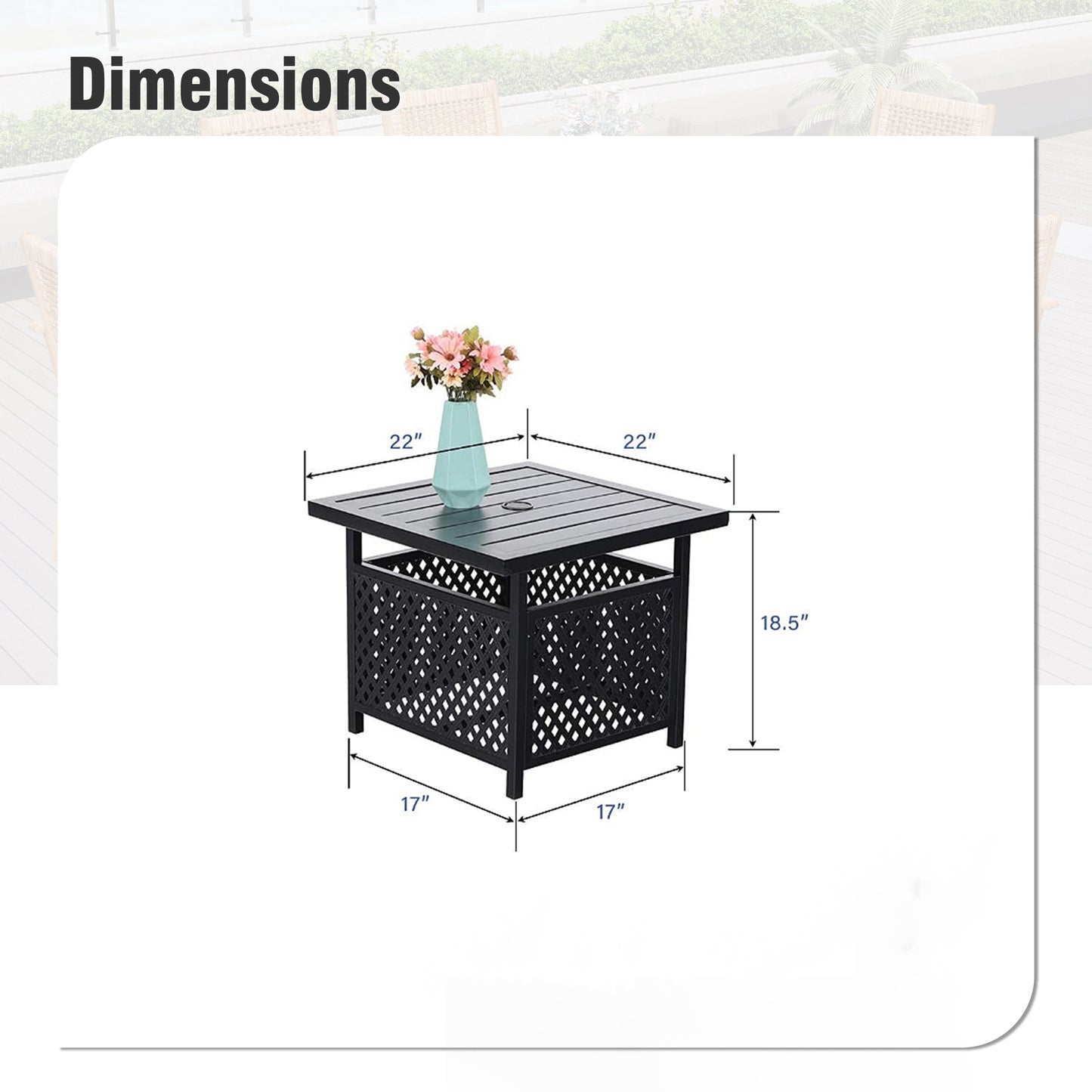 Captiva Designs Outdoor Patio Dining Table with Powder-coated Steel Frame