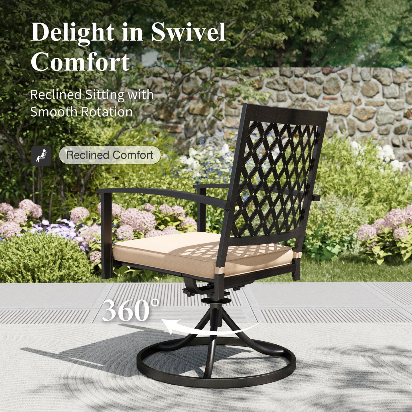 Captiva Designs 7pc Patio Dining Set with Wood-look Rectangle Steel Table & Stylish Back Metal Chairs