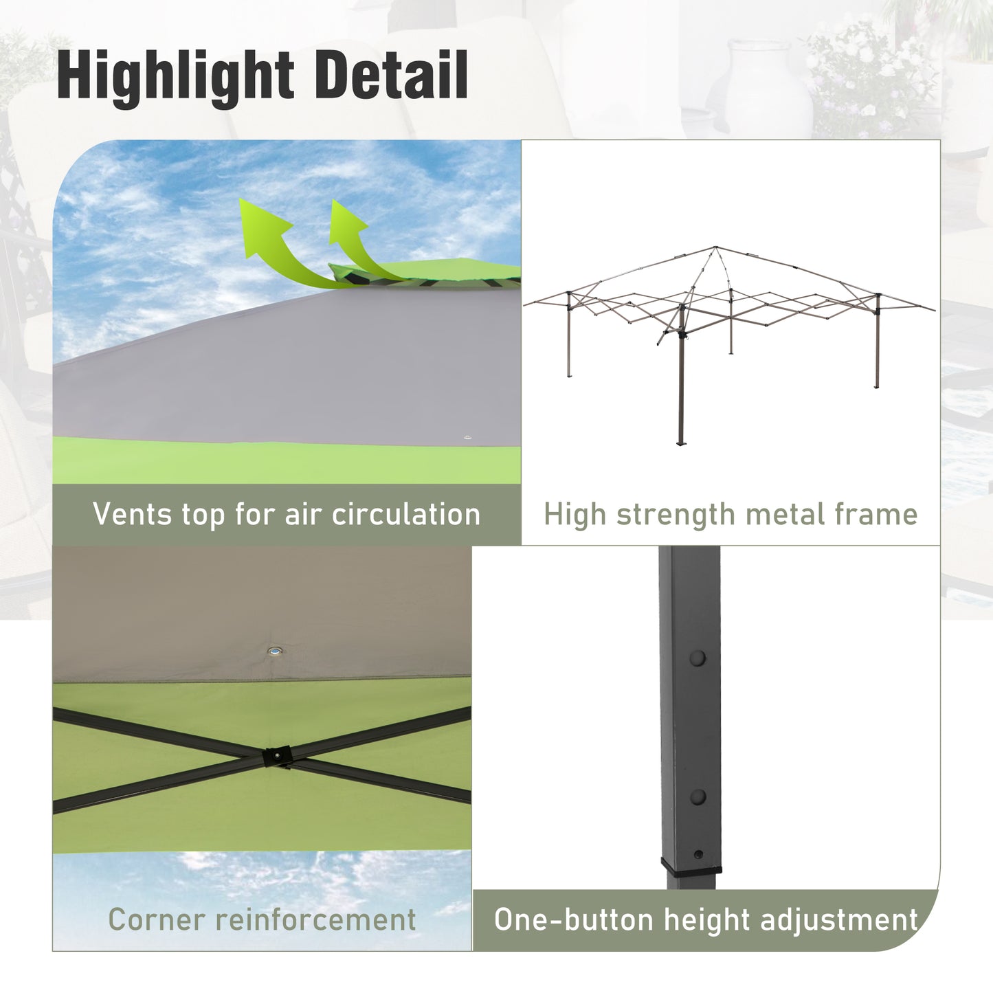 Captiva Designs 13’ x 13’ Pop-Up Canopy Tent - Instant Folding Shelter for Large Outdoor Sun Protection