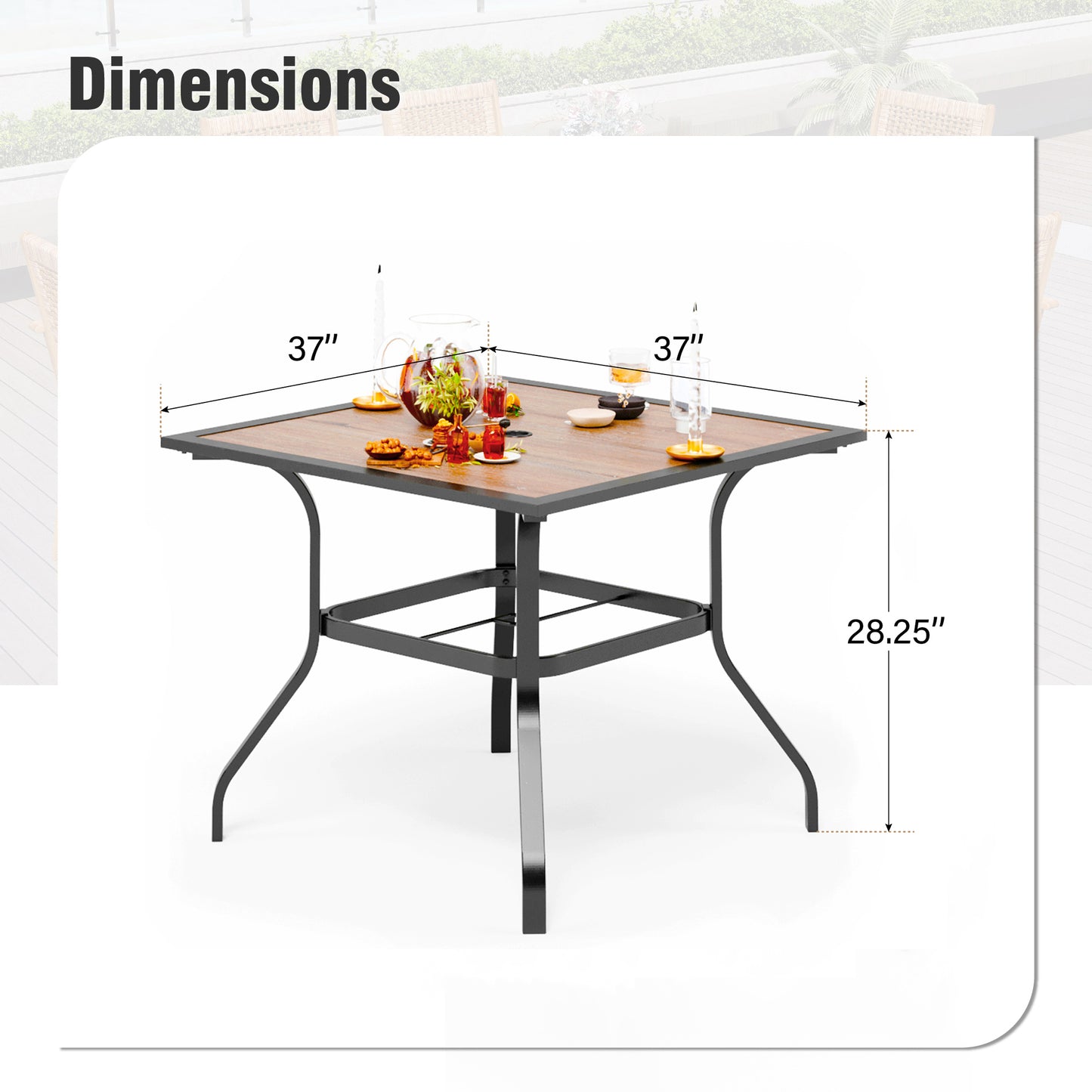 Captiva Designs 1 件装露台餐厅板顶圆桌，带伞孔