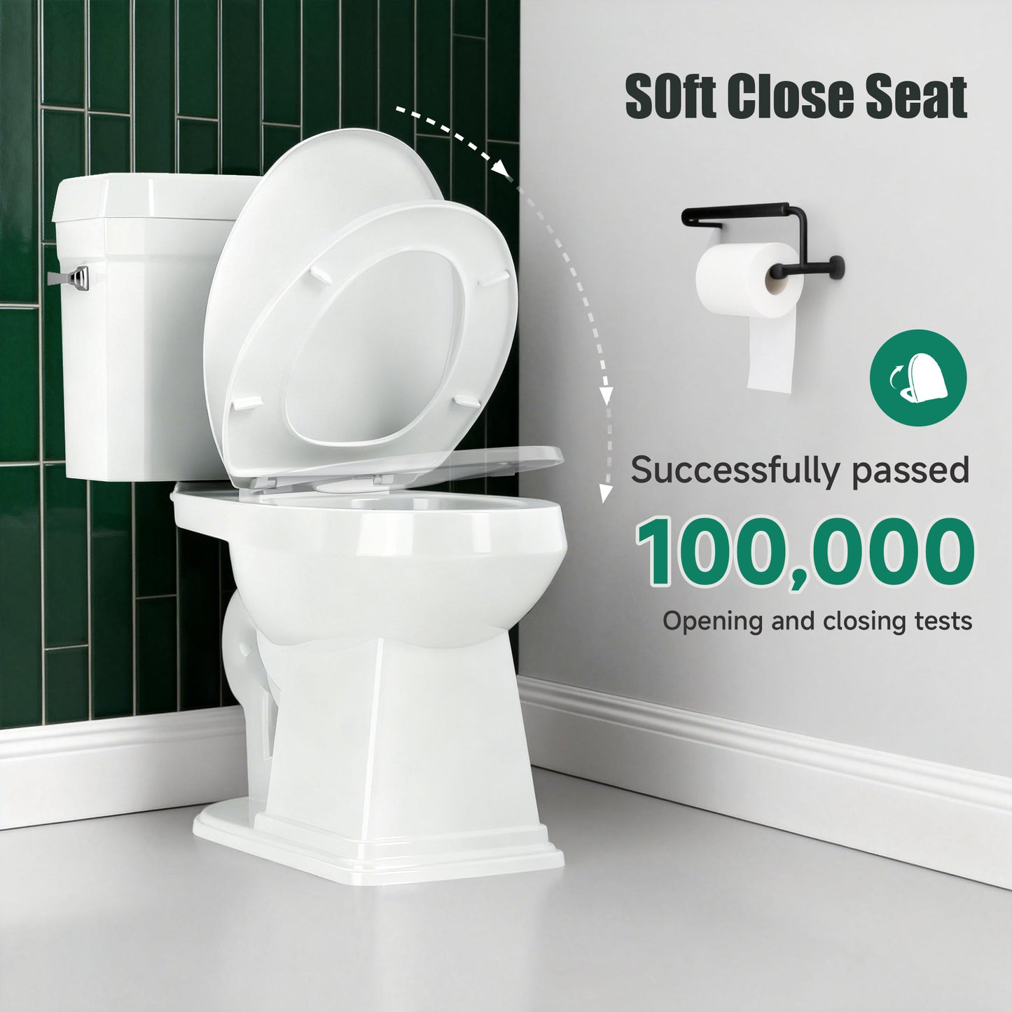 Captiva Designs Elongated Toilet with Comfortable ADA Height & Powerful Flush & Wider Trapway