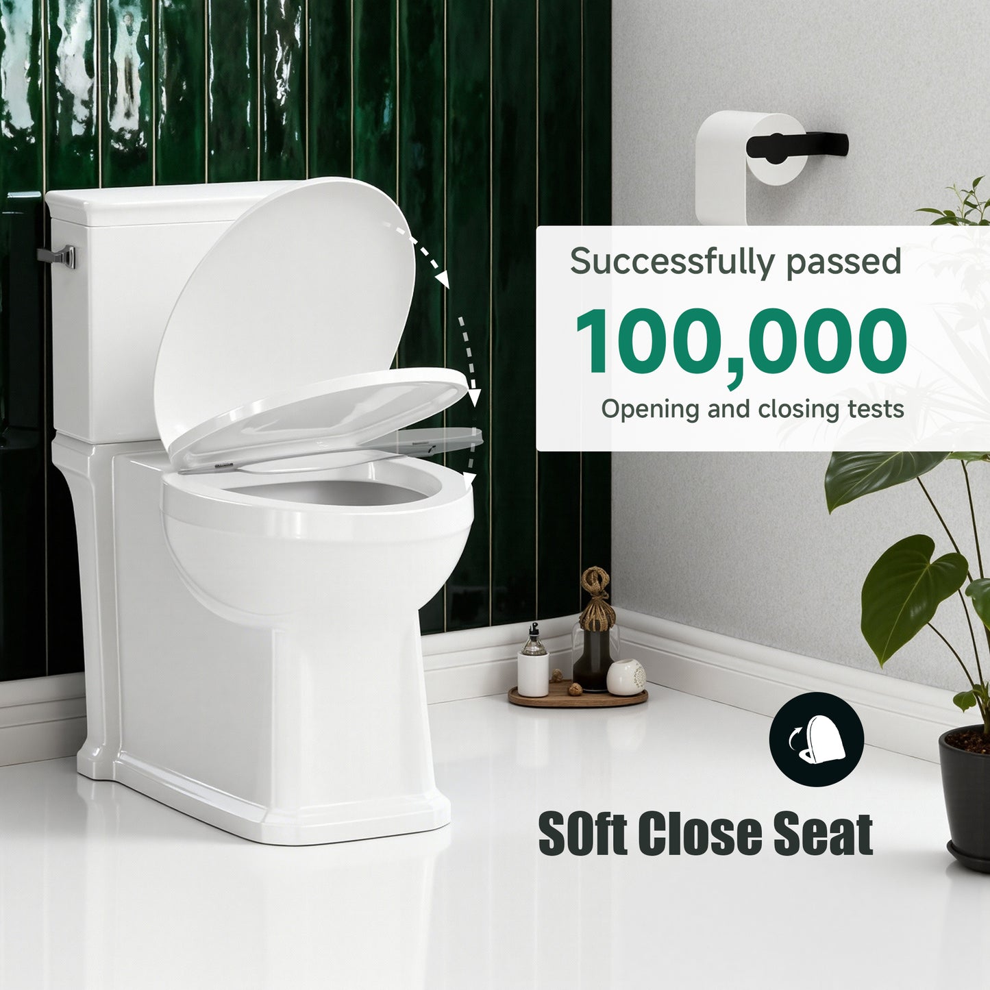 Captiva Designs Elongated Toilet with Comfortable ADA Height & Powerful Flush & Wider Trapway