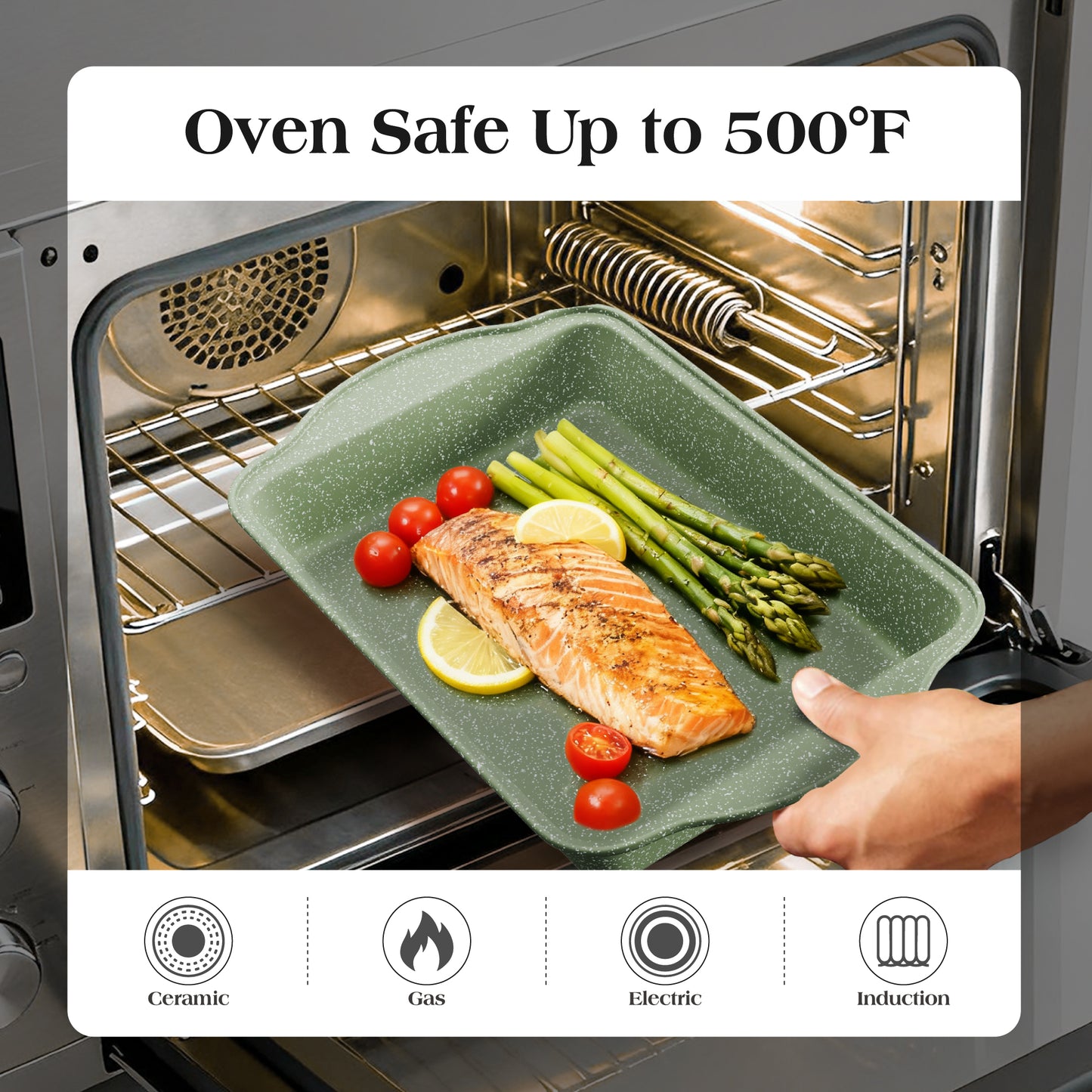 Captiva Designs Nonstick Granite Cookware and Bakeware Set with Heat-Resistant Bakelite Handle