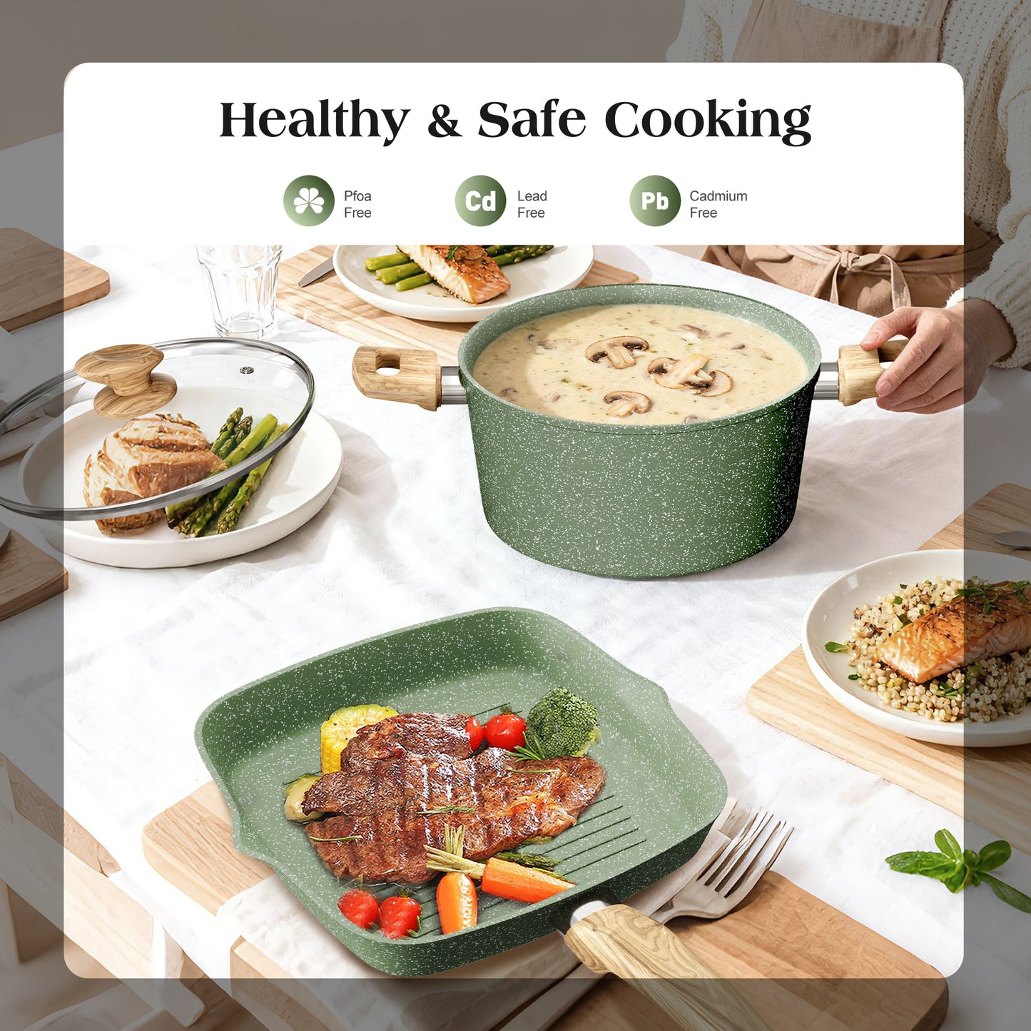 Captiva Designs Nonstick Granite Cookware and Bakeware Set with Heat-Resistant Bakelite Handle