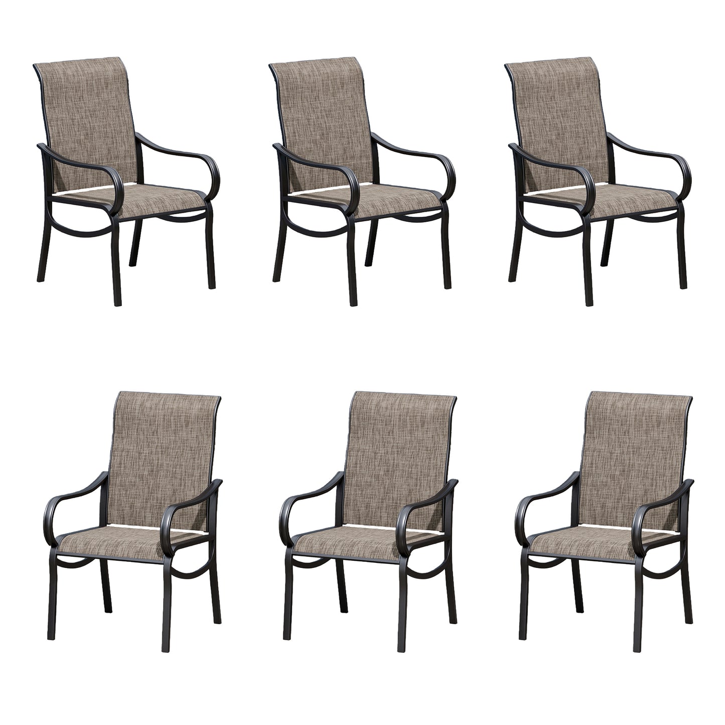 Captiva Designs Outdoor Patio Dining Breathable Quick-dry Sling Chairs with Steel Frame