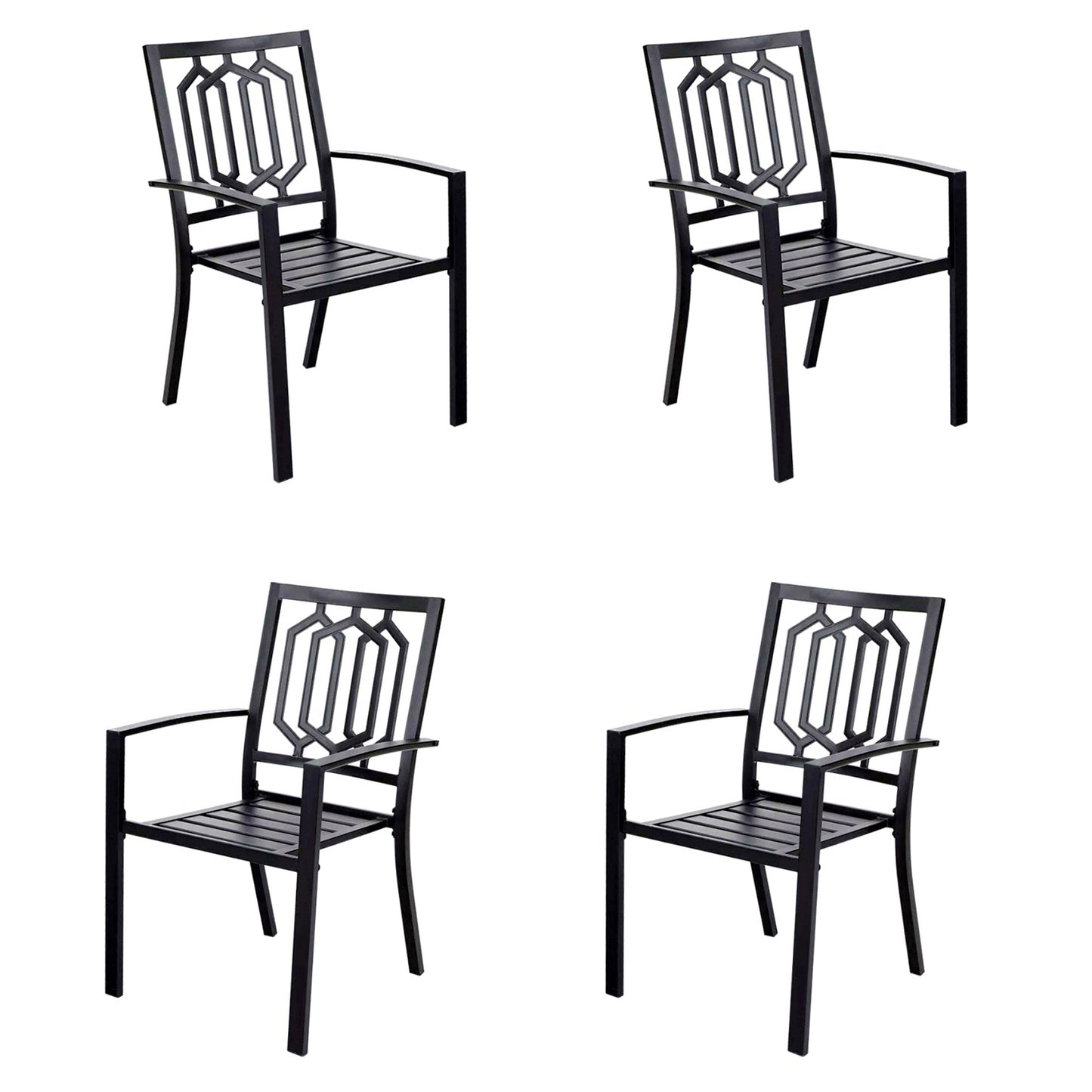 Captiva Designs Outdoor Patio Dining Chairs with Powder-coated Steel Frame