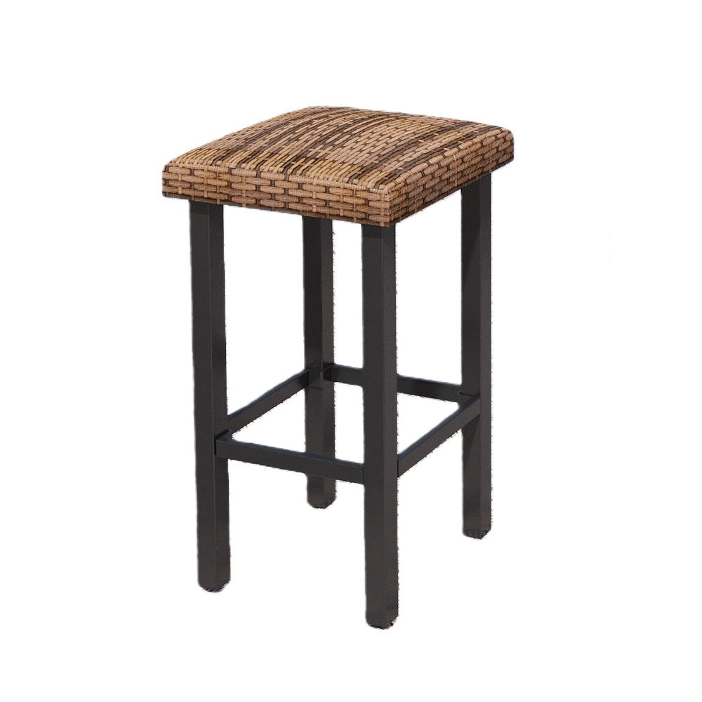 Captiva Designs Outdoor Patio 4Pc Counter Height Backless Rattan Wicker Bar Chairs with Adjustable Feet Mats