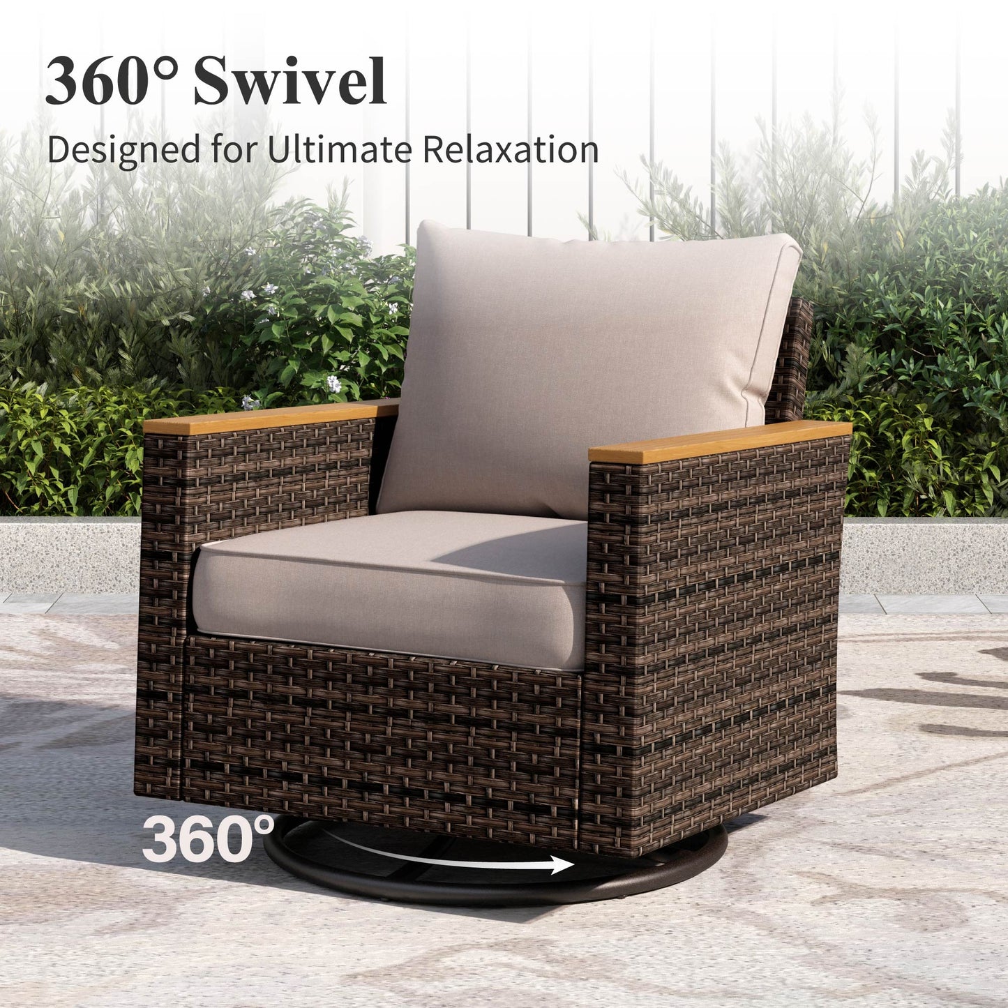 Captiva Designs 10pc Outdoor Wicker Rattan Patio Half-Moon Curved Sectional Sofa Set with Cushioned Ottoman