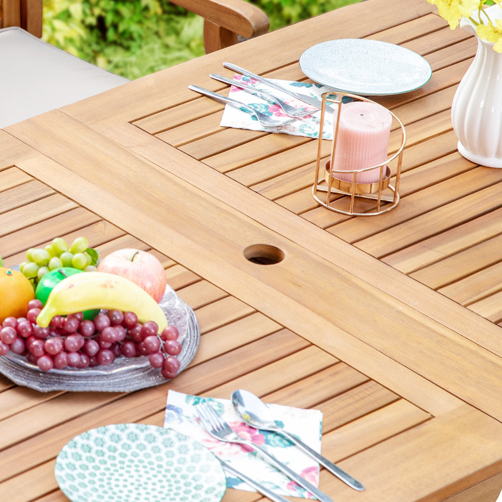 Captiva Designs 1pc Outdoor Patio Acacia Wood Dining Table with Steel Frame