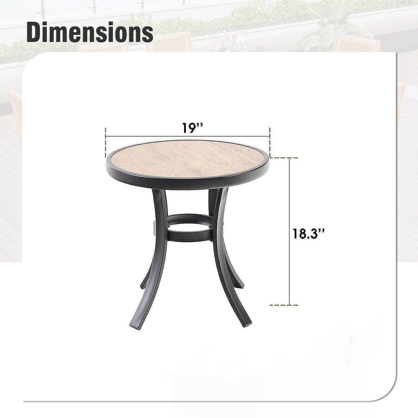 Captiva Designs Outdoor Patio Dining Table with Powder-coated Steel Frame