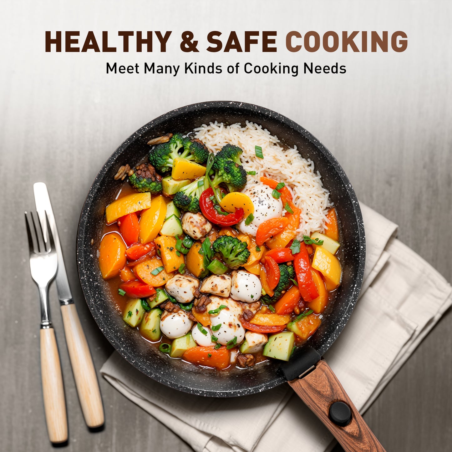 Captiva Designs 10 Pieces Nonstick Granite Cookware Set with Detachable Heat-Insulation Bakelite Handle