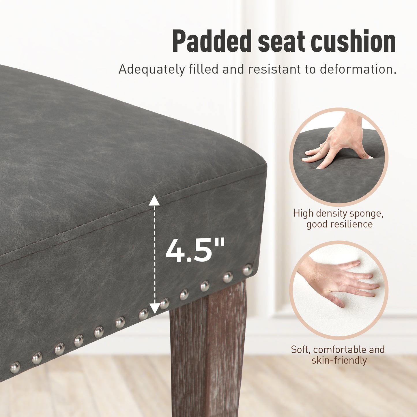 Captiva Designs Dining Chairs with Curved Backrest & Padded Seat & Solid Wood Legs