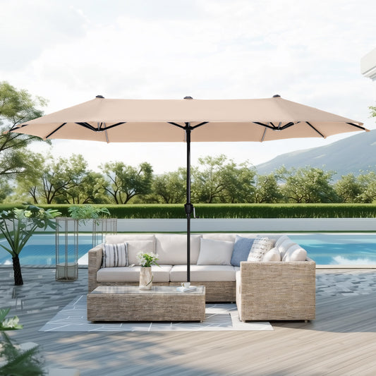 Captiva Designs 13ft Double-Sided Rectangular Patio Umbrella-Beige