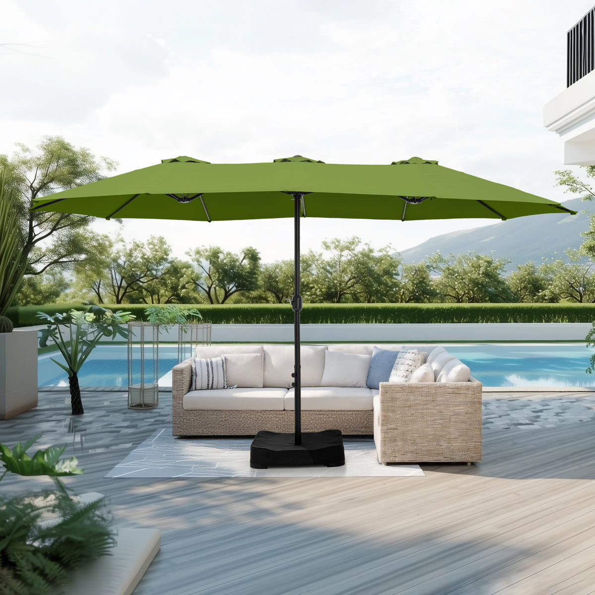 Captiva Designs 9'x15' Rectangular Outdoor Market Umbrella with Crank Handle