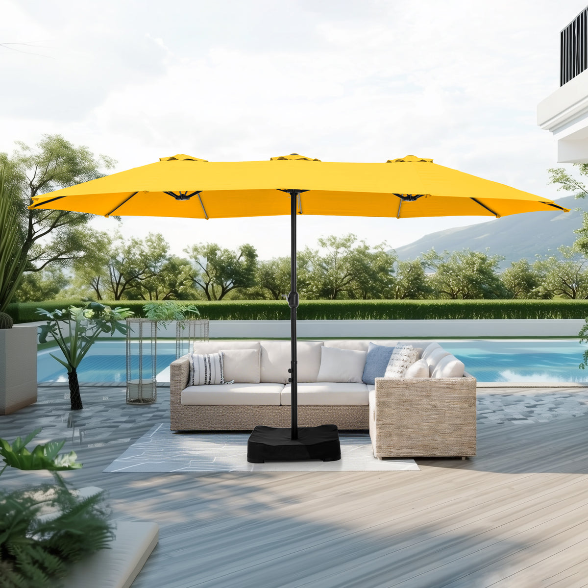 Captiva Designs 9'x15' Rectangular Outdoor Market Umbrella with Crank Handle