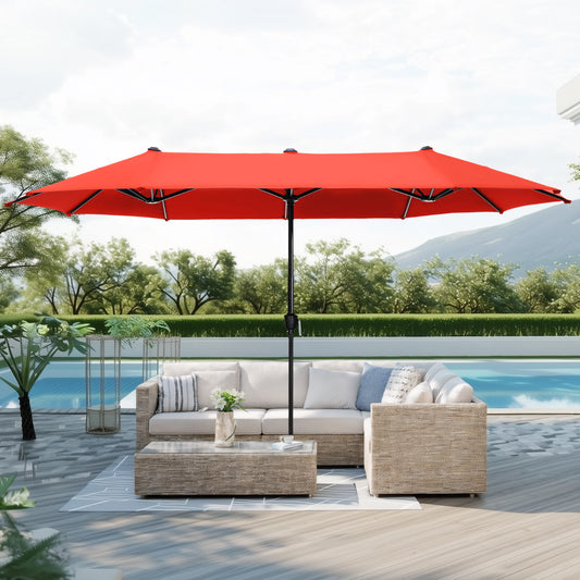 Captiva Designs 13ft Double-Sided Rectangular Patio Umbrella-Red