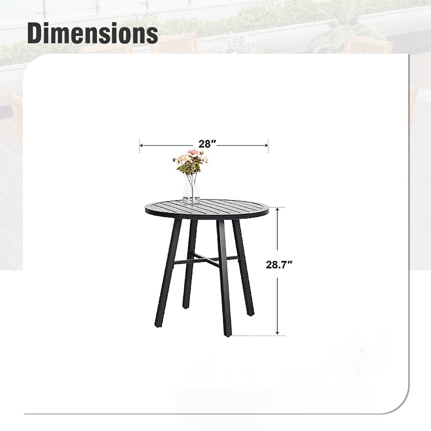 Captiva Designs Outdoor Patio Dining Table with Powder-coated Steel Frame