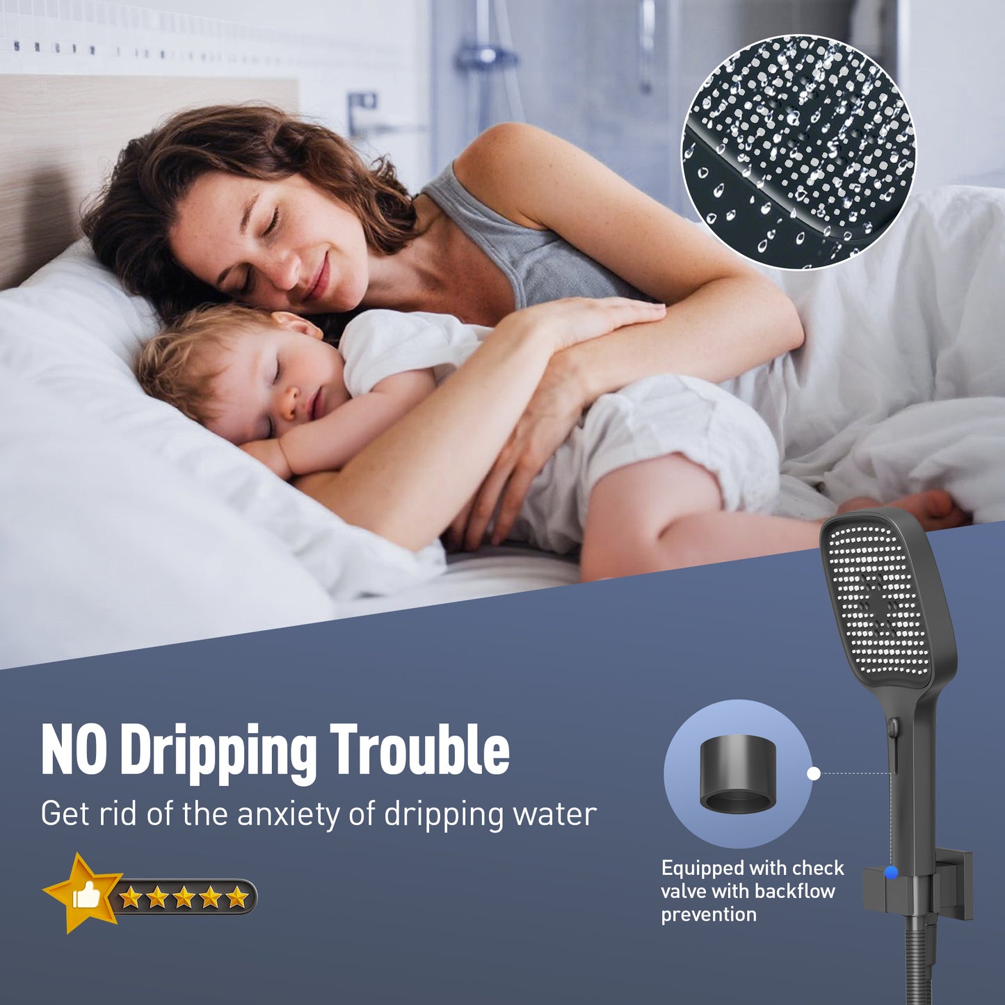 Captiva Designs Wall Mounted High Pressure Shower Head with Hand Shower