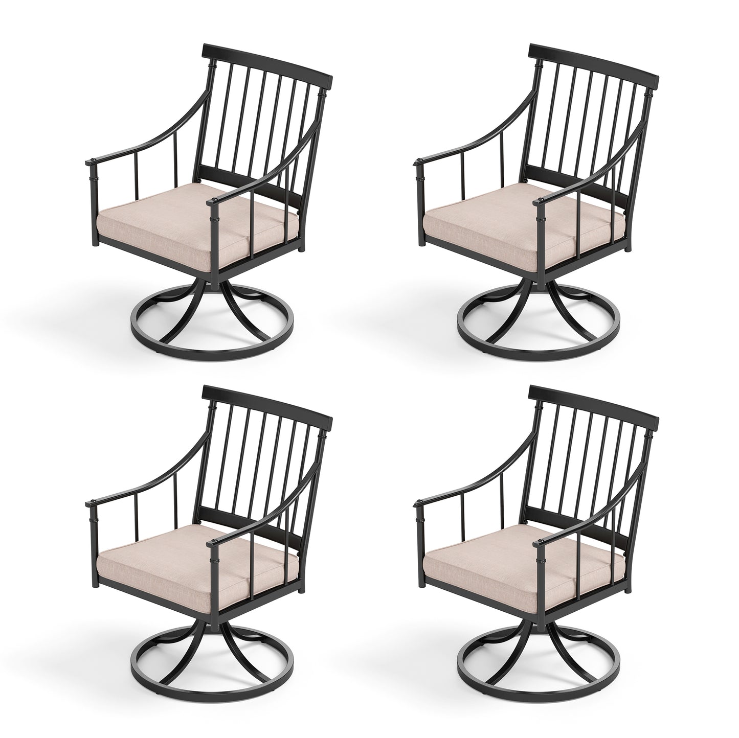 Captiva Designs Outdoor Patio Metal Dining Steel Chairs with Removable Seat Cushion