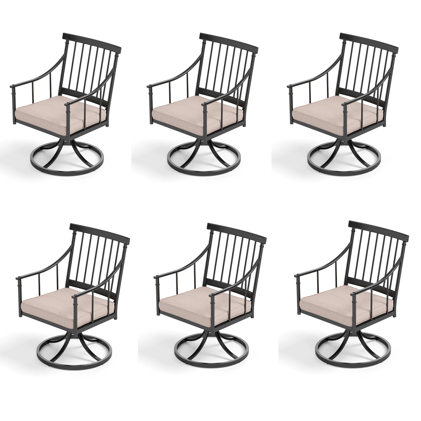 Captiva Designs Outdoor Patio Metal Dining Steel Chairs with Removable Seat Cushion