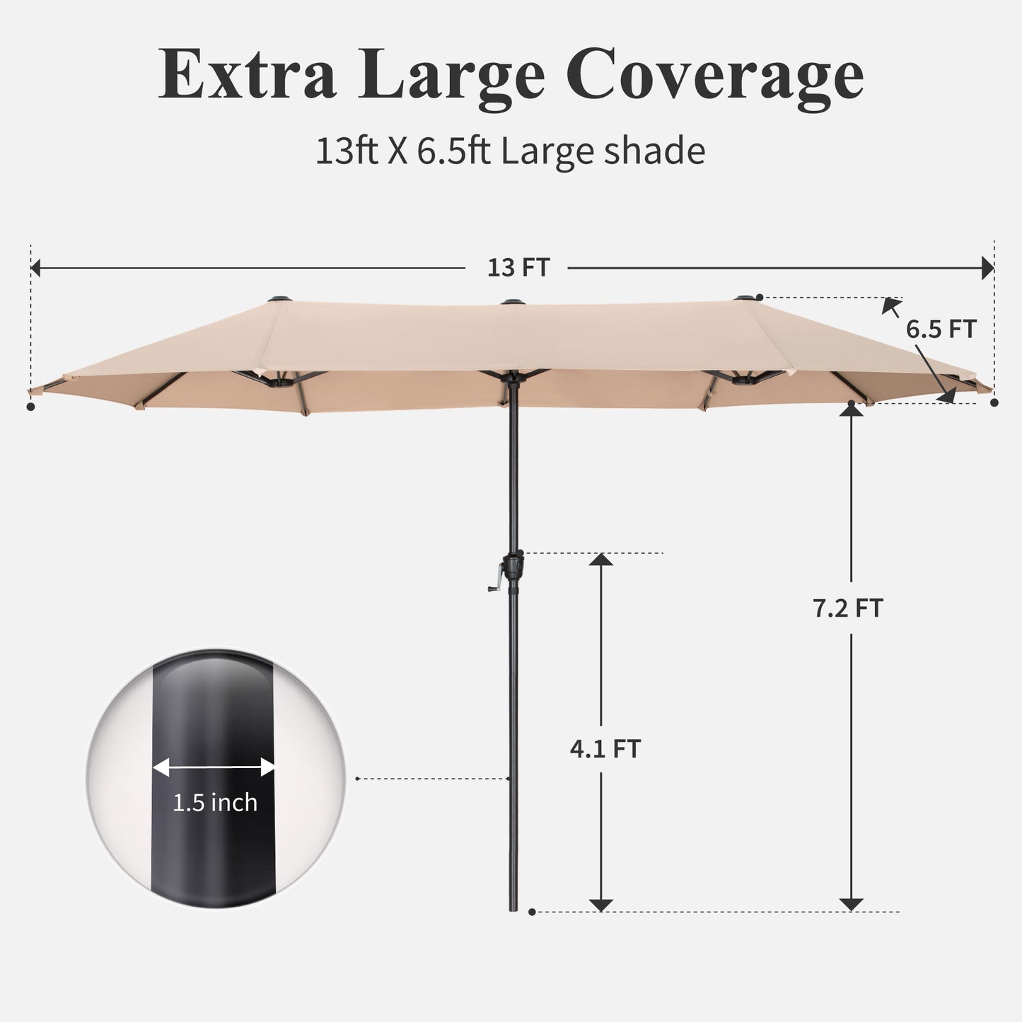 Captiva Designs 13ft Double-Sided Rectangular Patio Umbrella-Beige