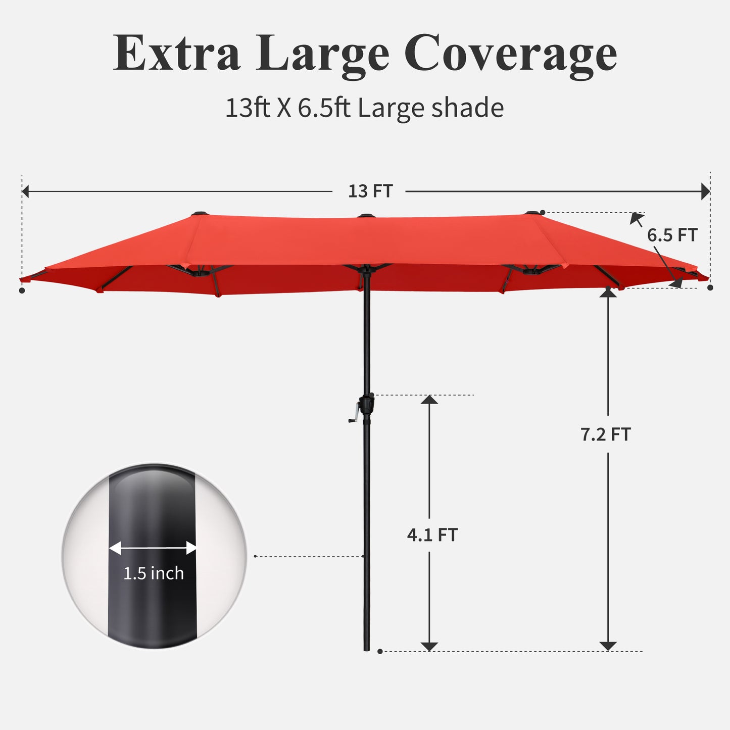 Captiva Designs 13ft Double-Sided Rectangular Patio Umbrella-Red