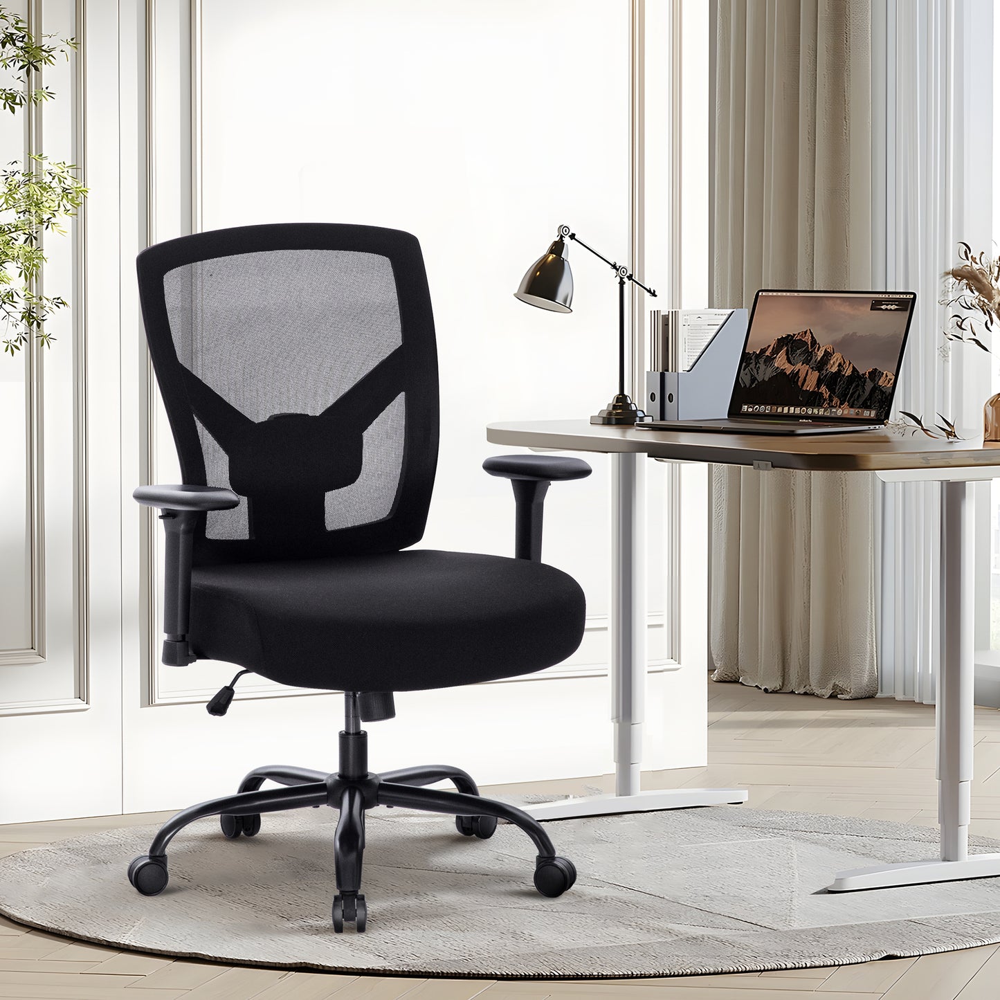 Captiva Designs Ergonomic Office Chair Adjustable Height & Armrest Swivel Chair, Black
