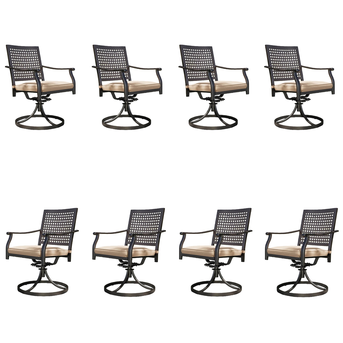 Captiva Designs Outdoor Patio Dining Swivel Steel Chairs with Thick Cushions