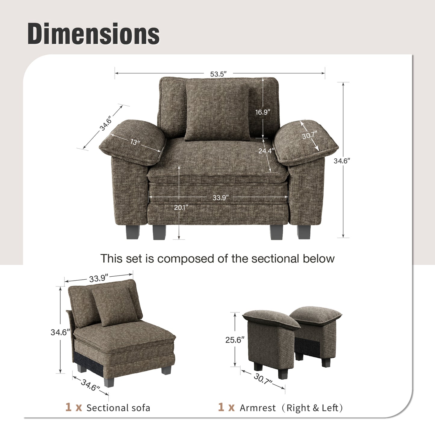 Captiva Designs Oversized Deep Seat Armchair, 1-Seater Upholstered Accent Chair, Comfy Corduroy Reading Chair