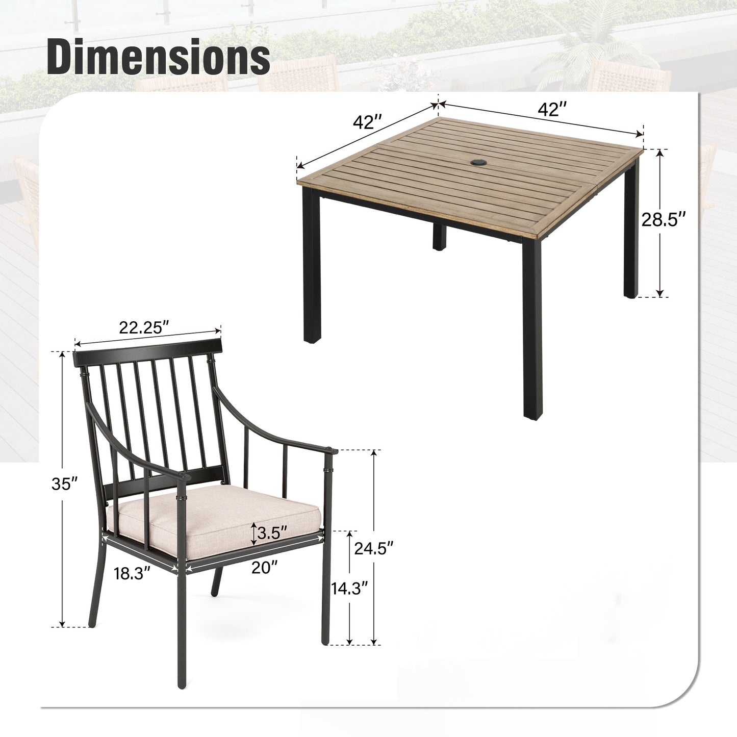 Captiva Designs 5pc Outdoor Patio Steel Dining Table & Stylish Cushioned Metal Chairs