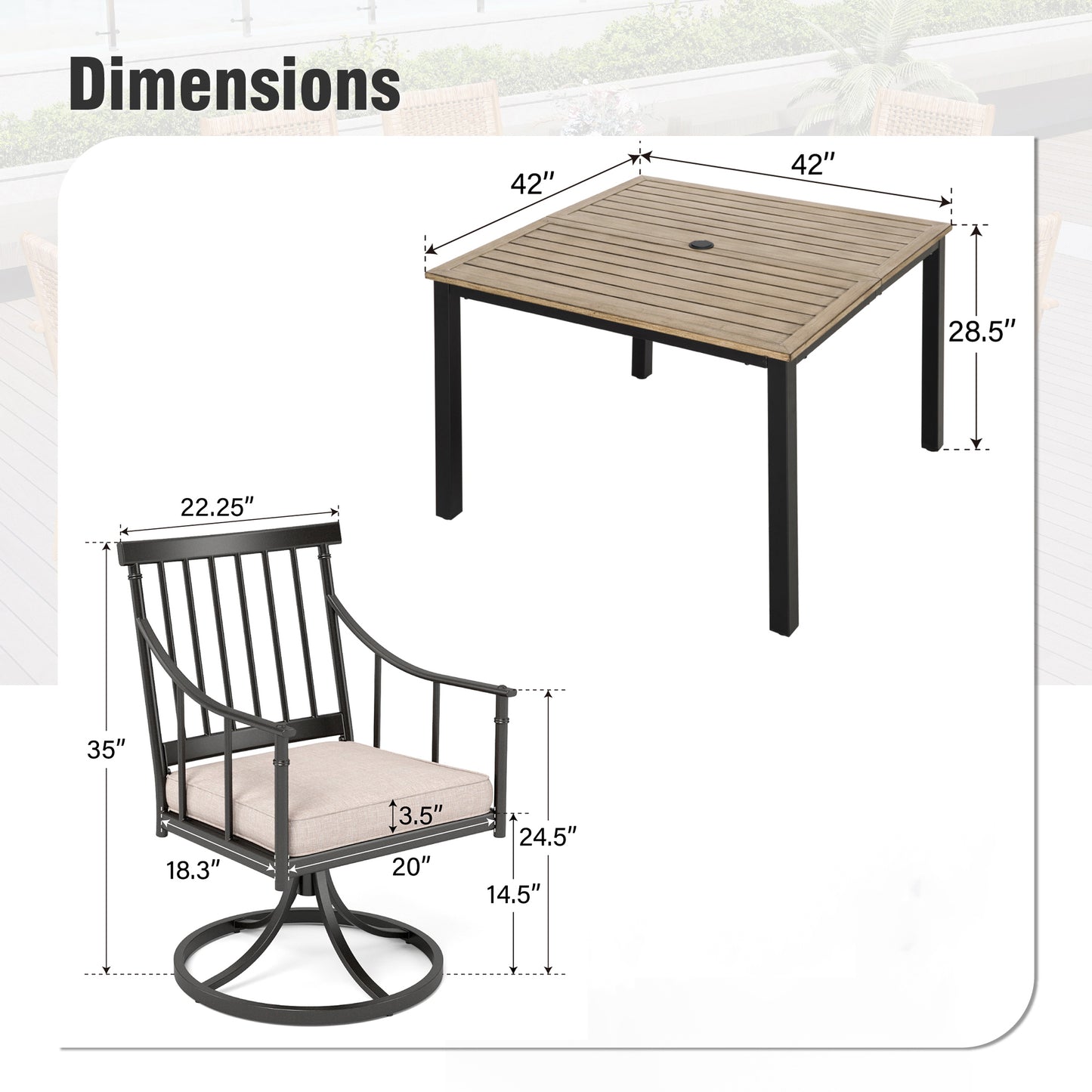 Captiva Designs 5pc Outdoor Patio Steel Dining Table & Stylish Cushioned Metal Chairs