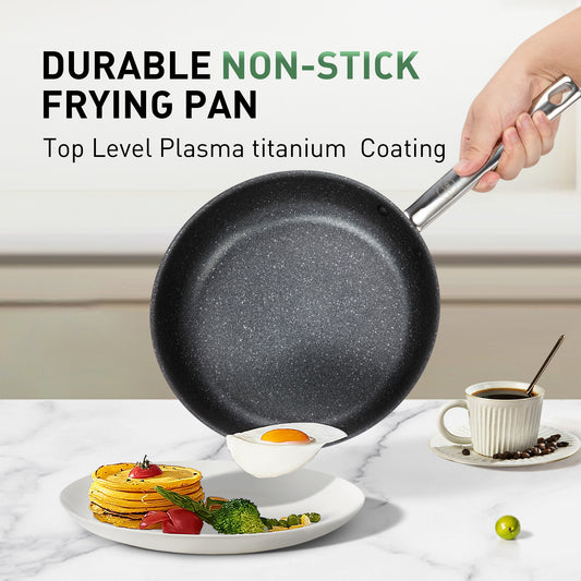 Captiva Designs Plasma Titanium Coating Nonstick Pots and Pans Cookware Set, Blue