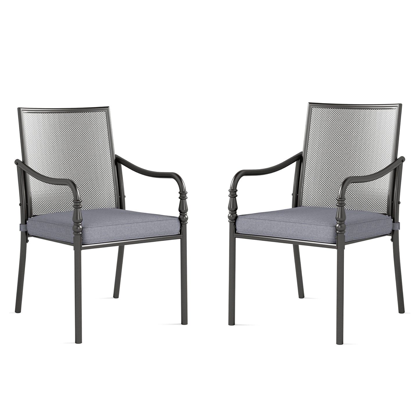 Captiva Designs Outdoor Dining  Steel Chairs with Thick Cushions and Gourd Head Armrests