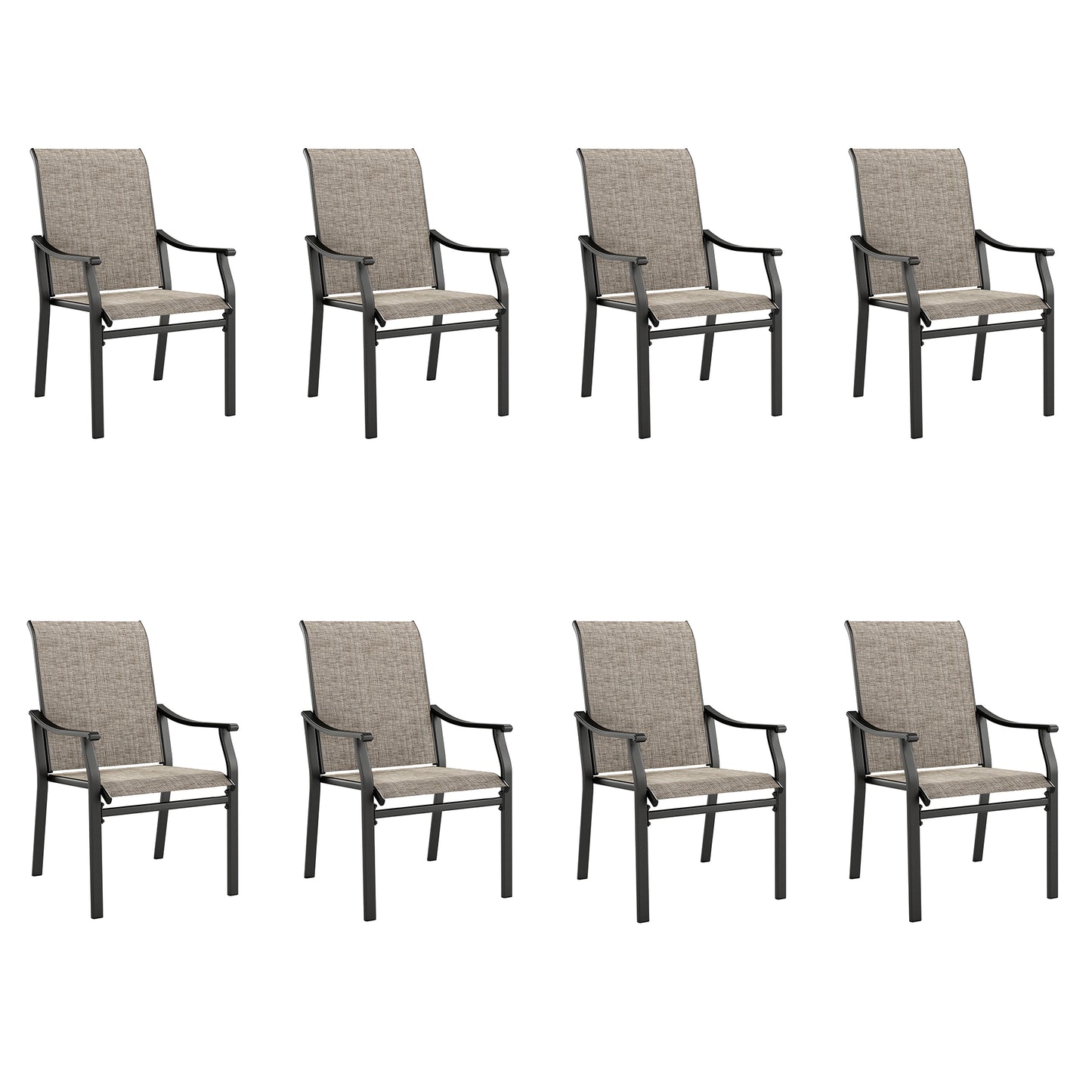 Captiva Designs Outdoor Patio Dining Breathable Quick-dry Texliene Armrest Chairs with Steel Frame