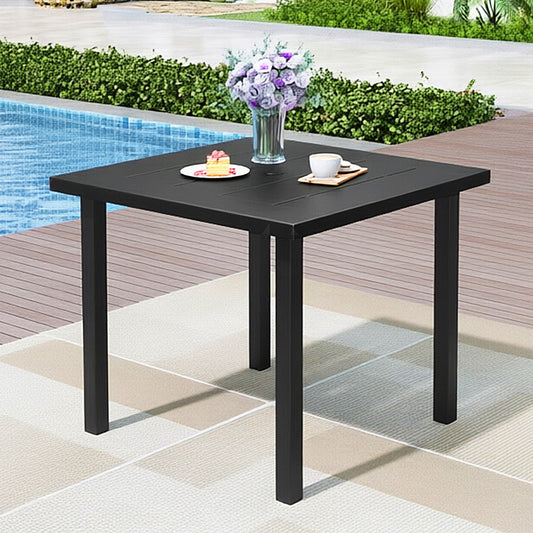 Captiva Designs Patio Square Steel Dining Table with Umbrella Hole