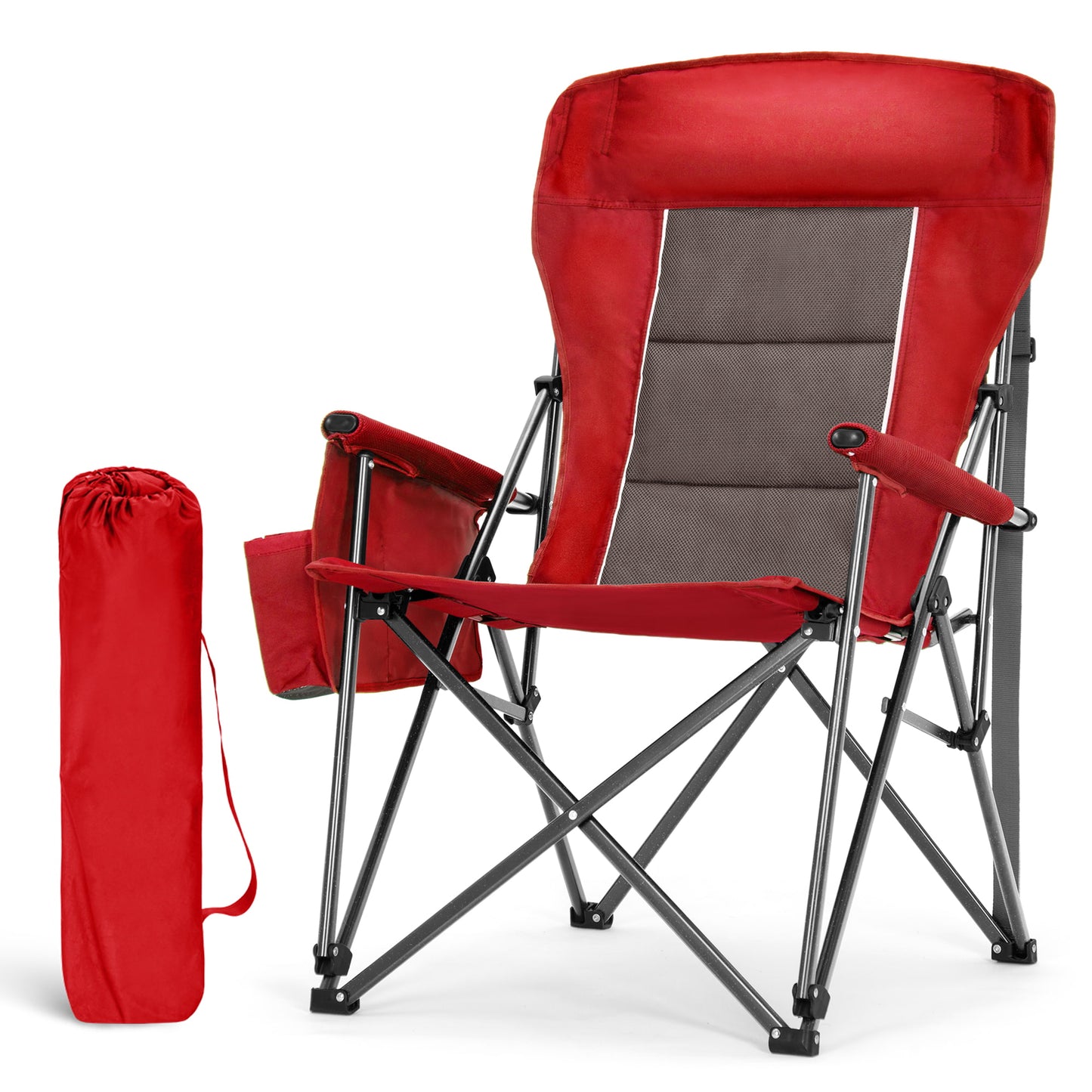 Captiva Designs Heavy Duty XL Camping Chair with Headrest, Cup Holder & Side Pocket, 500 lbs Capacity