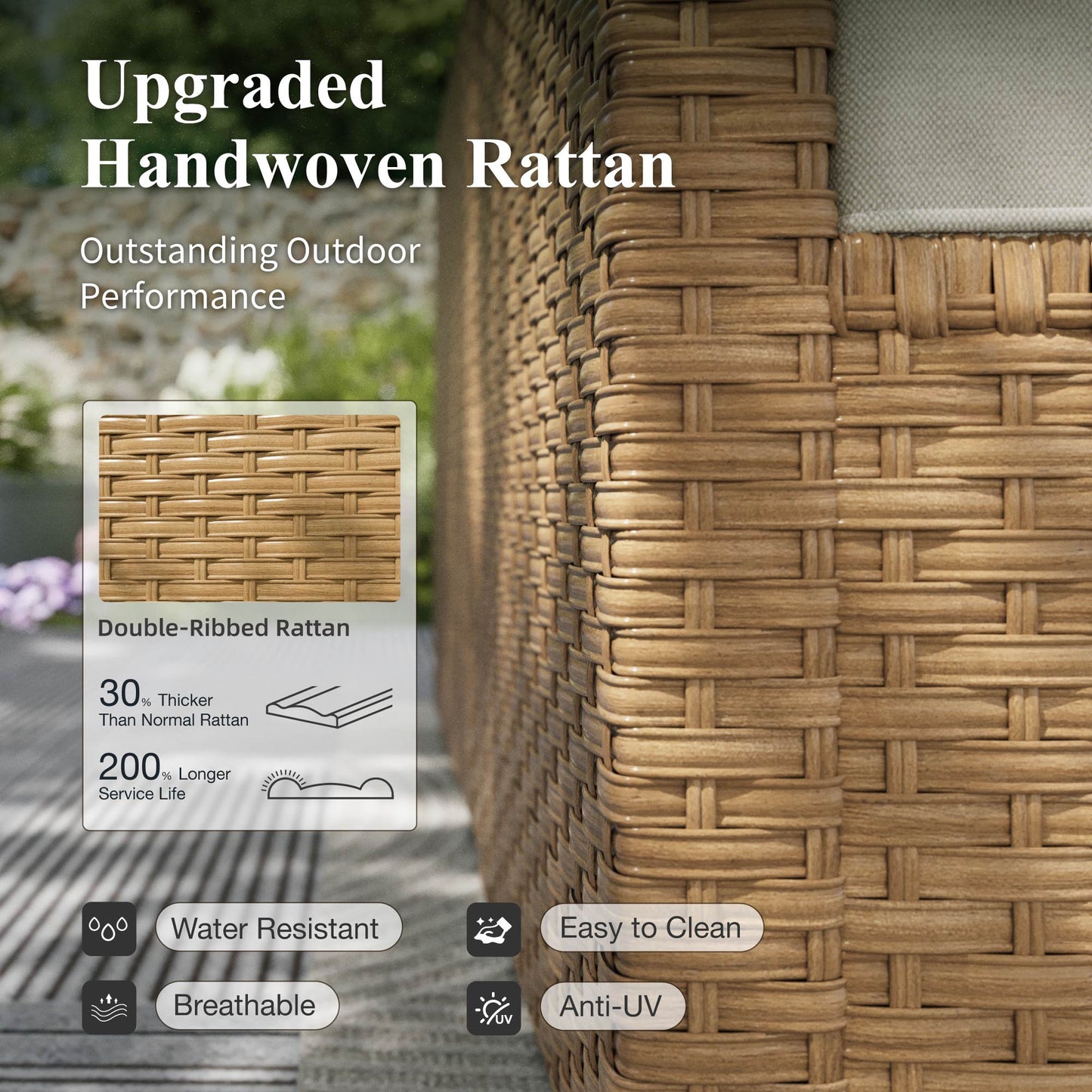Captiva Designs Outdoor Sectional Wicker Rattan Conversation Set for Garden and Backyard