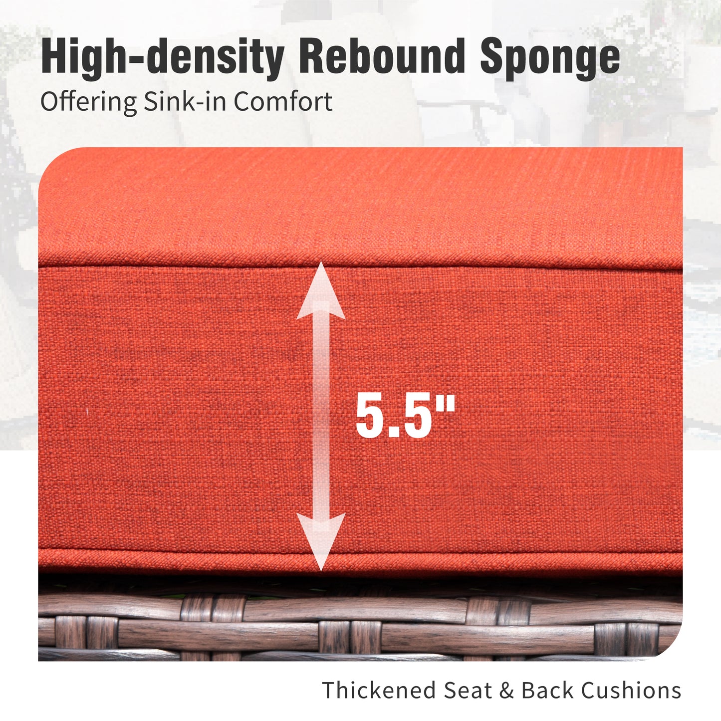 Captiva Designs 5PC Oversized Patio Outdoor Wicker Furniture Conversation Sofa Set with Ottomans for Garden Yard Porch