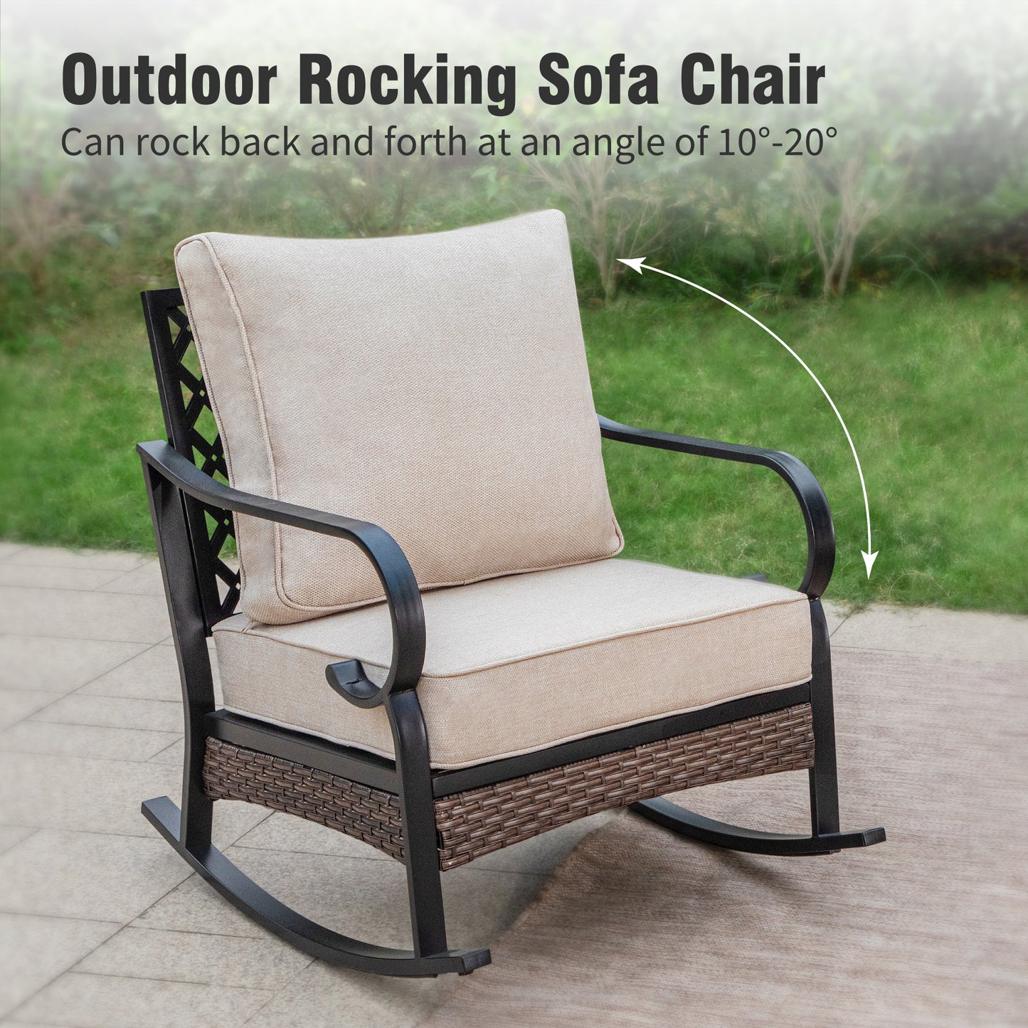 Captiva Designs 4 Piece All Weather Wicker Metal Patio Outdoor Furniture Conversation Fire pit Set for Backyard, Garden, Deck