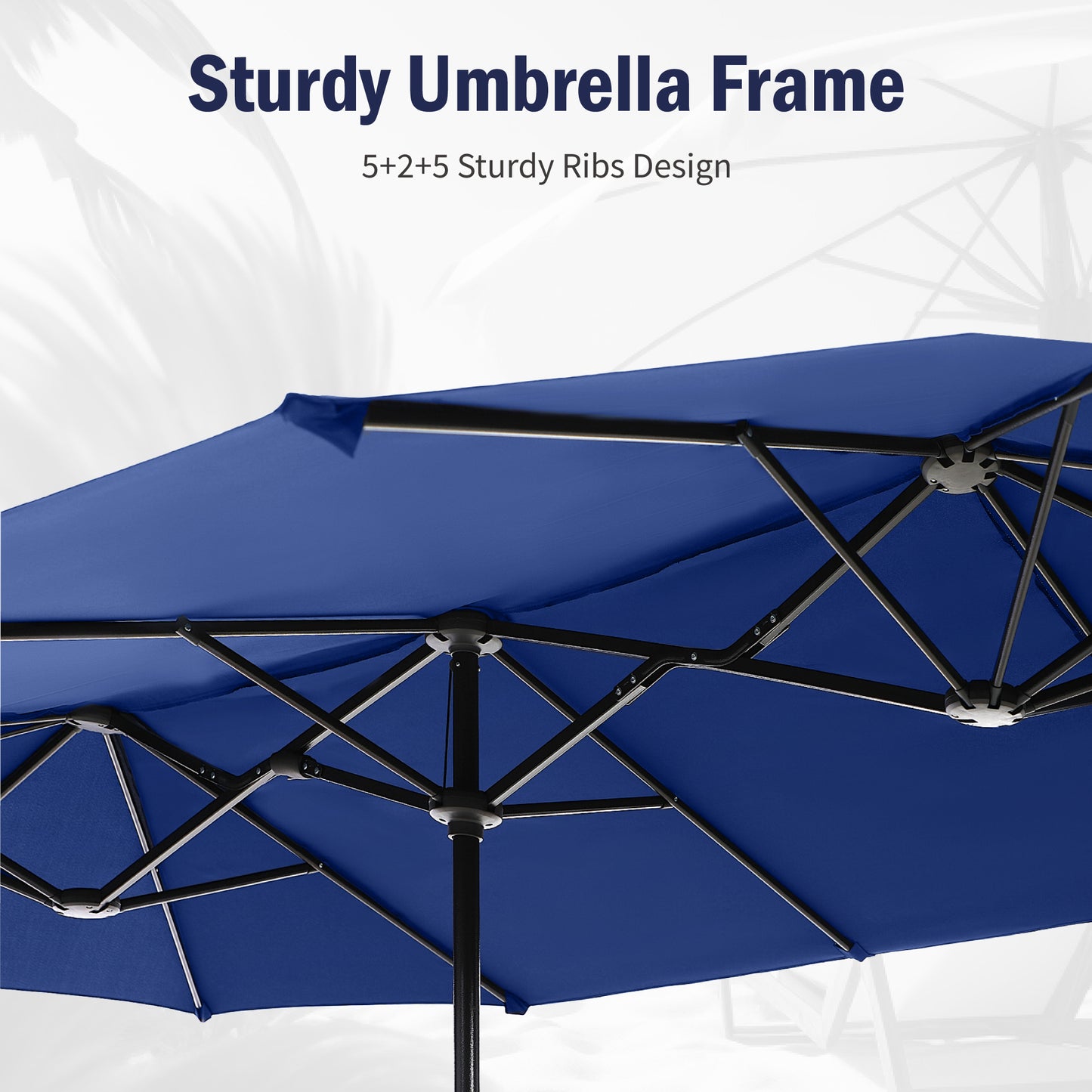 Captiva Designs 8pc Patio Slat-top Black Dining Table & Crescent Arm Rattan Chairs & Market Umbrella