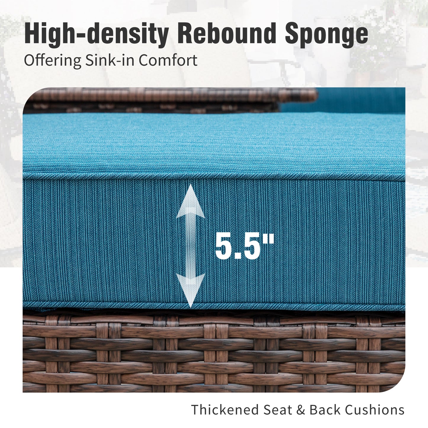 Captiva Designs 5PC Oversized Patio Outdoor Wicker Furniture Conversation Sofa Set with Ottomans for Garden Yard Porch