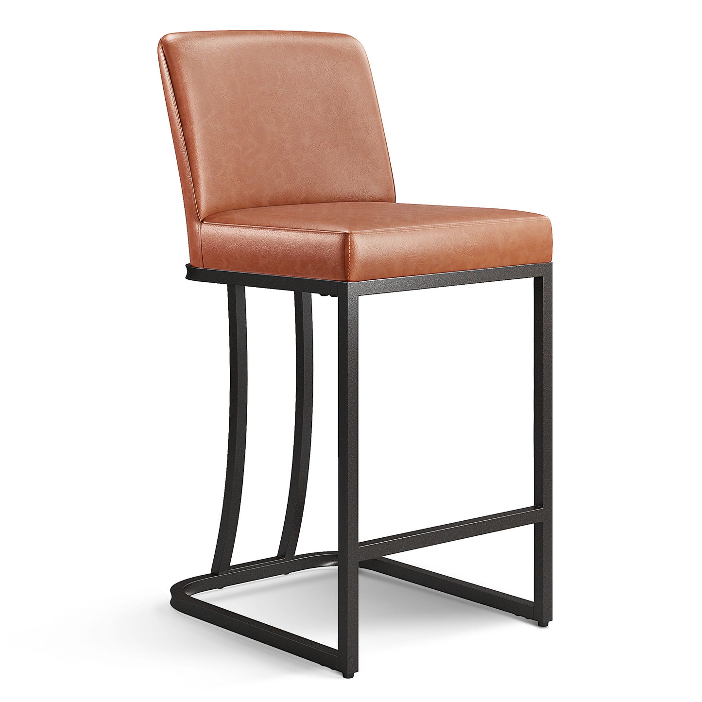 Captiva Designs 24 inch Height Bar Stool with Faux Leather & Padded Seat and Back & Sturdy Steel Frame