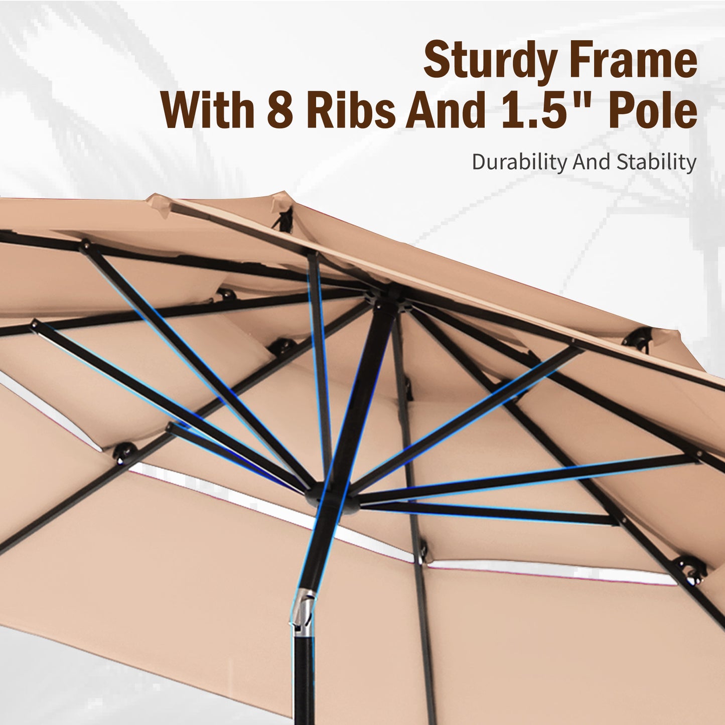 Captiva Designs 6pc Patio Slat-top Black Dining Table & Crescent Arm Rattan Chairs & Market Umbrella