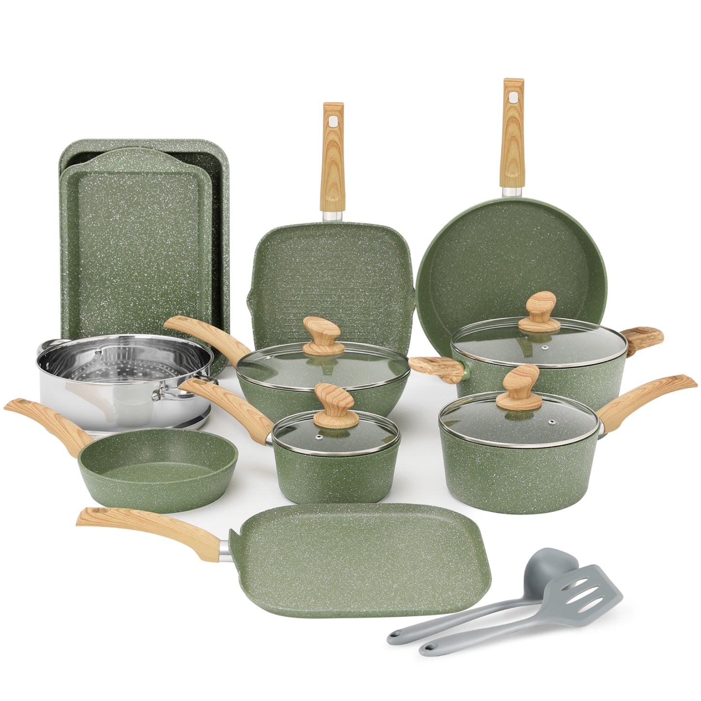 Captiva Designs Nonstick Granite Cookware and Bakeware Set with Heat-Resistant Bakelite Handle